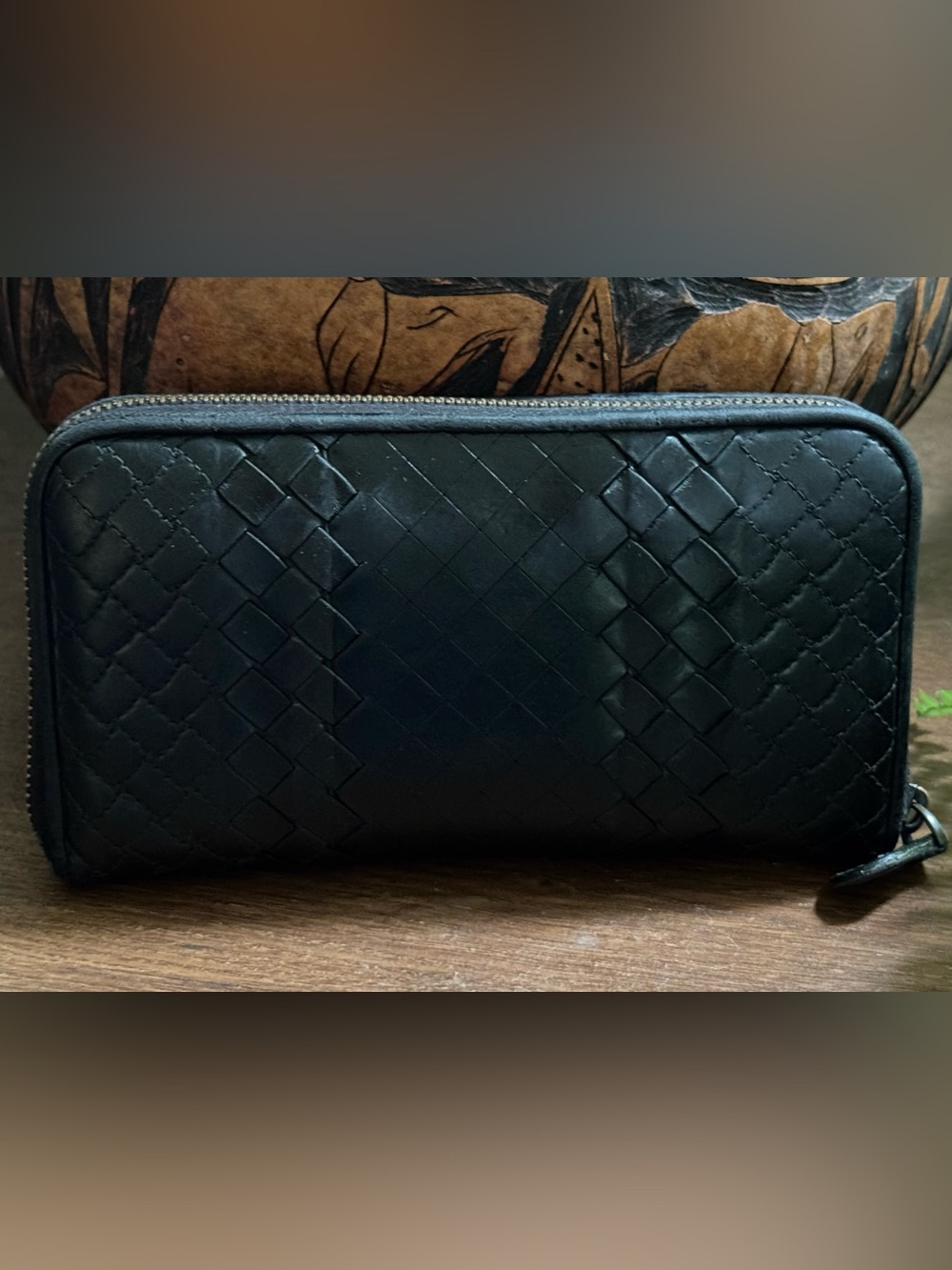 Bottega Veneta Intrecciato Mixed Weave Black Leather Zip Wallet - UNIQUE